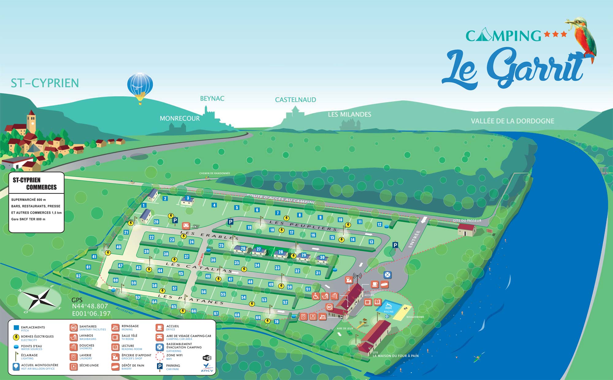 Plan du camping en Dordogne Périgord Noir - Vallée de la Dordogne Plan du camping en Dordogne Périgord Noir - Vallée de la Dordogne